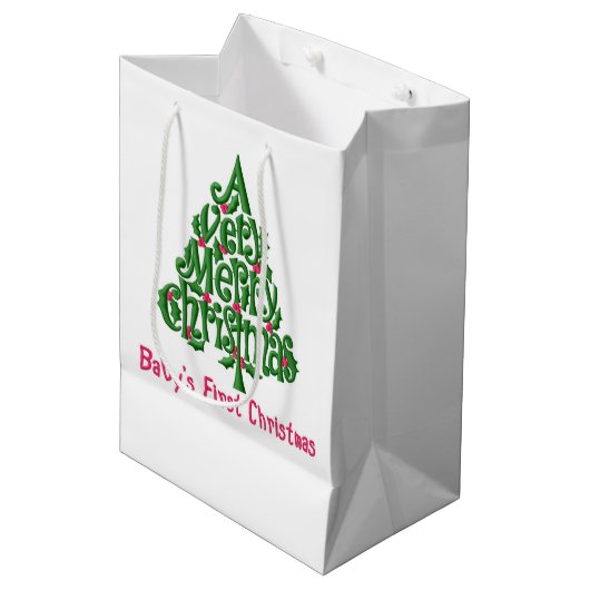 Eerste Kerstmis voor baby Medium Cadeauzakje (Voorkant Gekanteld)