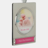 Eerste Kerstmis voor baby | Meisje Verzilverd Banner Ornament (Rechts)