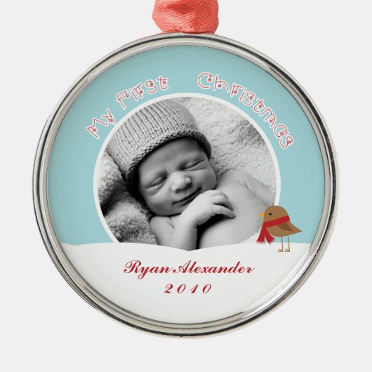 Eerste Kerstmis voor baby Metalen Ornament (Voorkant)
