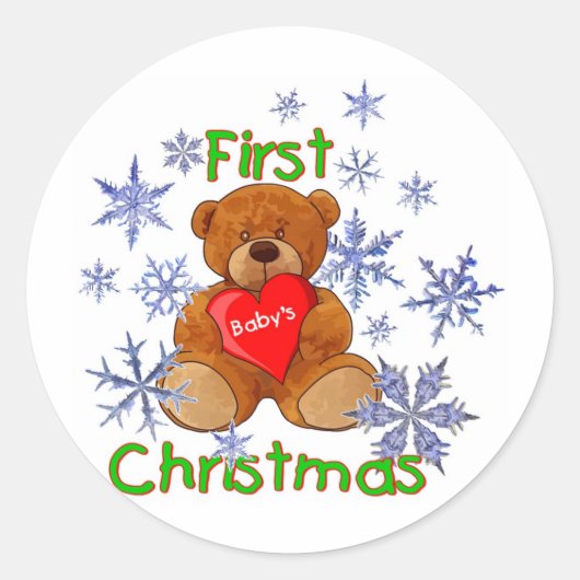 Eerste Kerstmis voor baby Ronde Sticker (Voorkant)