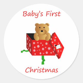 Eerste Kerstmis voor baby Ronde Sticker