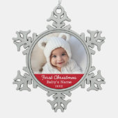 Eerste Kerstmis voor baby Tin Sneeuwvlok Ornament (Voorkant)