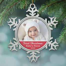 Eerste Kerstmis voor baby Tin Sneeuwvlok Ornament