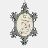 Eerste Kerstmis voor baby Tin Sneeuwvlok Ornament (Links)