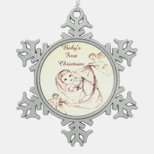 Eerste Kerstmis voor baby Tin Sneeuwvlok Ornament