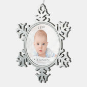 Eerste Kerstmis voor baby Tin Sneeuwvlok Ornament (Rechts)