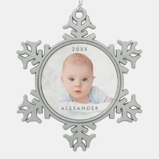 Eerste Kerstmis voor baby Tin Sneeuwvlok Ornament