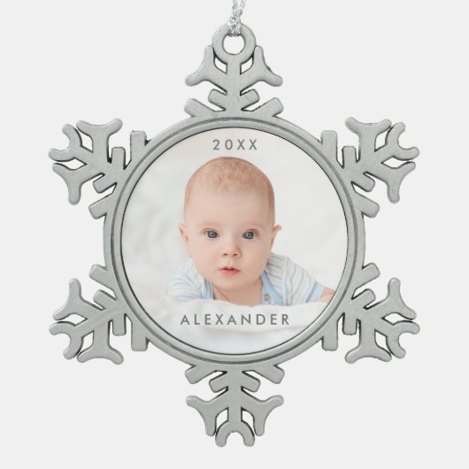 Eerste Kerstmis voor baby Tin Sneeuwvlok Ornament (Voorkant)