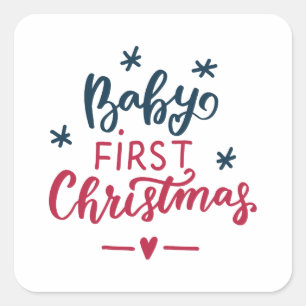 Eerste Kerstmis voor baby Vierkante Sticker