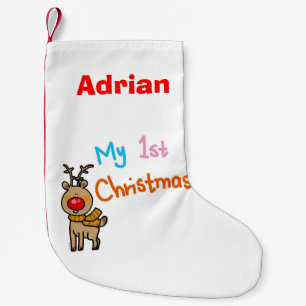 Eerste Kerstmis voor baby's (rendieren) - op maat Kleine Kerstsok