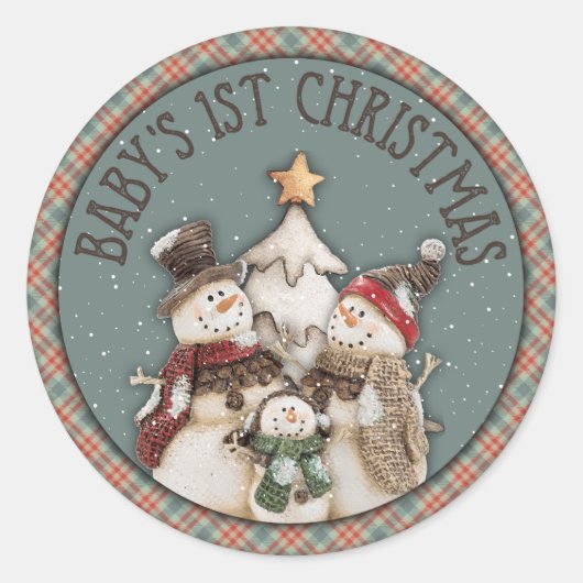 Eerste Kerstmis voor baby's Ronde Sticker (Voorkant)
