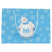 Eerste Kerstmis voor baby's Snowman en Snowflakes Large Cadeautasje (Achterkant)