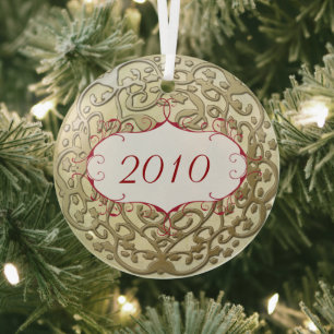 Eerste Kerstmis voor New Weds Gold Scroll Glas Ornament