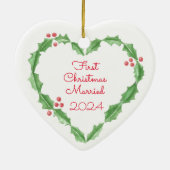 Eerste Kerstmis voor Pas getrouwd keramisch sieraa Keramisch Ornament (Achterkant)