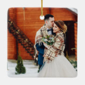 Eerste Kerstmis voor schrijfmachine, Mr. en Mrs. F Keramisch Ornament (Achterkant)