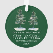 Eerste Kerstmis, Waterverf Two Pines Ornament (achterkant)