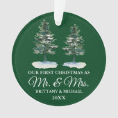 Eerste Kerstmis, Waterverf Two Pines Ornament (voorkant)