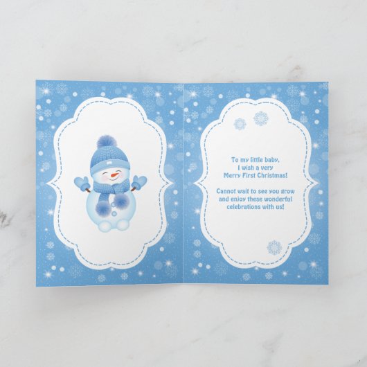 Eerste Kerstmis | Wenskaart Baby Boy Kaart (Binnen)