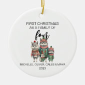Eerste Kerstmis Wolf Familie van Vier Keramisch Ornament (Voorkant)