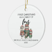 Eerste Kerstmis Wolf Familie van Vier Keramisch Ornament (Links)