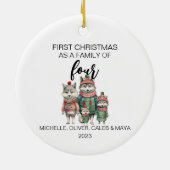 Eerste Kerstmis Wolf Familie van Vier Keramisch Ornament (Achterkant)