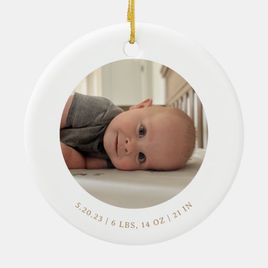 Eerste Kerstmis Woodland Dieren Baby Stats Keramisch Ornament (Achterkant)
