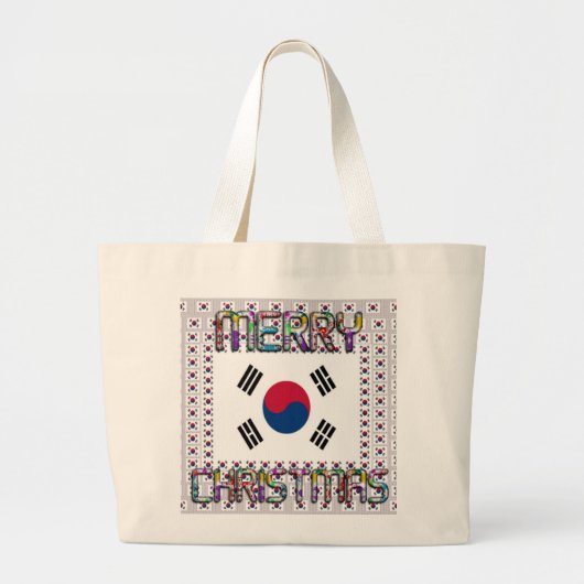 Eerste Kerstmis Zuid-Korea Grote Canvas tas (Voorkant)