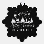 Eerste Kerstmis zwarte rendieren elegant 1 foto Ornament Kaart (Voorkant)
