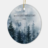 Eerste kerstmist Forest Foto Keramisch Ornament (Links)