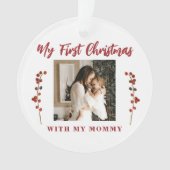 Eerste kerstmoeder en baby 2 foto ornament (voorkant)