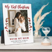 Eerste kerstmoeder en baby foto fotoplaat (Zijkant)