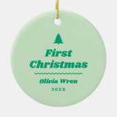 Eerste kerstmonogram Fotofeestdag Keramisch Ornament (Achterkant)
