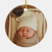 Eerste kerstmonogram Fotofeestdag Keramisch Ornament (Voorkant)