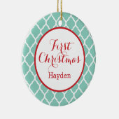 Eerste kerstmonogram Fotofeestdag Keramisch Ornament (Rechts)