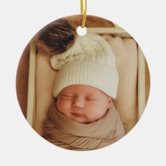 Eerste kerstmonogram Fotofeestdag Keramisch Ornament (Voorkant)