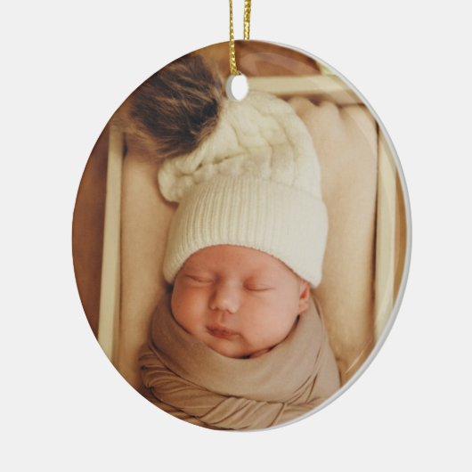 Eerste kerstmonogram Fotofeestdag Keramisch Ornament (Links)