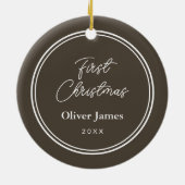 Eerste kerstmonogram Fotofeestdag Keramisch Ornament (Achterkant)