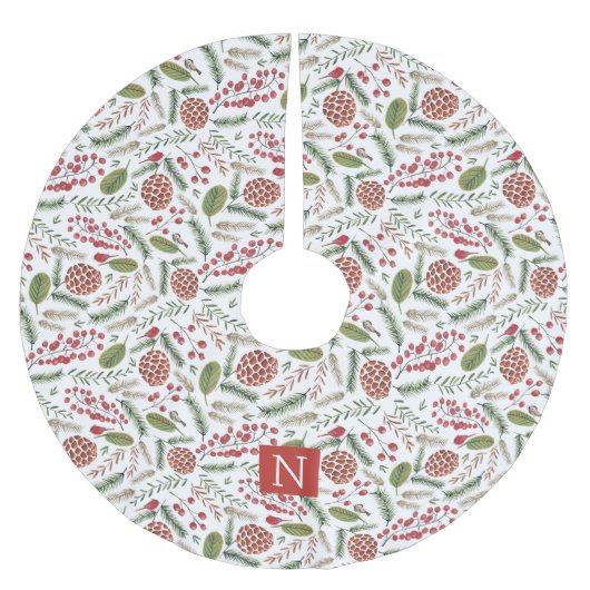 Eerste kerstmonogram in de pekelkegel kerstboom rok (Voorkant)