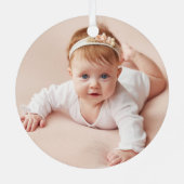 Eerste kerstmonogram of naam roze foto metalen ornament (Achterkant)