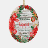  Eerste Kerstmotor Wreatpoinsettia Keramisch Ornament (Rechts)