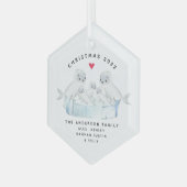 Eerste kerstnaadfamilie van vijf glas ornament (Voorkant links)