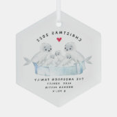 Eerste kerstnaadfamilie van vijf glas ornament (Achterkant)