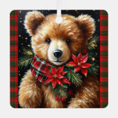 Eerste kerstnaam jaar teddybeer metalen ornament (Voorkant)
