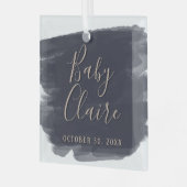 Eerste kerstnaam van de Baby van Modern Boho Grand Glas Ornament (Voorkant links)