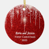 Eerste kerstnaam voor koppels keramisch ornament (Voorkant)