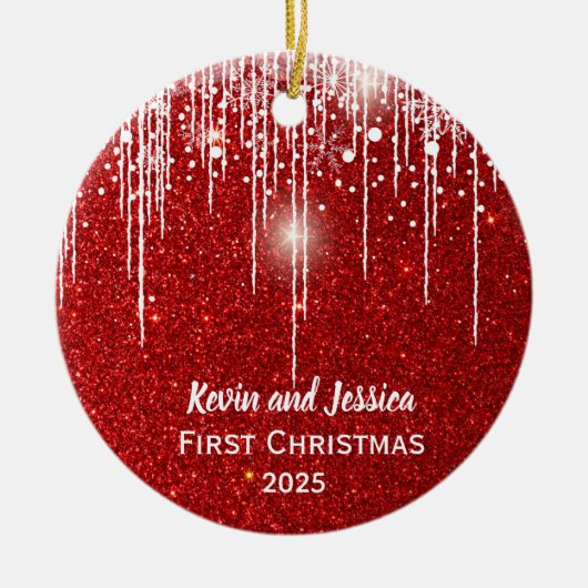 Eerste kerstnaam voor koppels keramisch ornament (Voorkant)