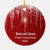 Eerste kerstnaam voor koppels keramisch ornament (Achterkant)