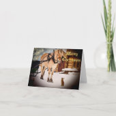 Eerste kerstnacht op het boerderij met paard feestdagen kaart (Voorkant)