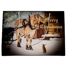 Eerste kerstnacht op het boerderij met paard groot cadeauzakje