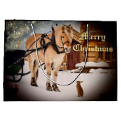 Eerste kerstnacht op het boerderij met paard groot cadeauzakje (Achterkant)